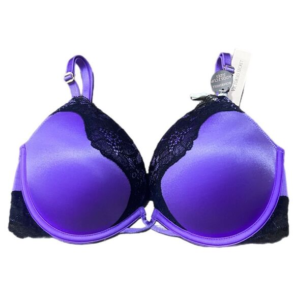 Victorias Secret Bombshell Plunge Add-2-Cups Push Up bra purple 32D - Picture 2 of 3